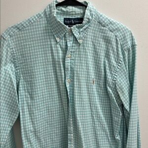 Ralph Lauren Aqua Checkered Button-Down Shirt